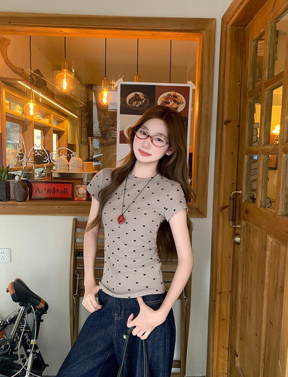 愛心波點正肩短袖