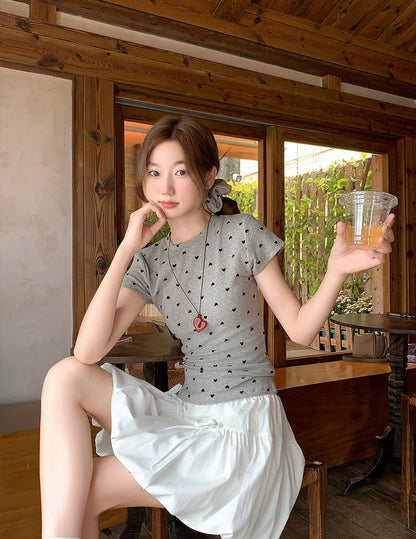 愛心波點正肩短袖