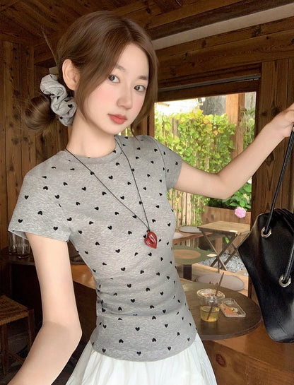 愛心波點正肩短袖