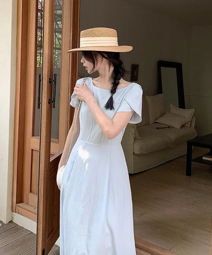 花びら袖リボン付きワンピース