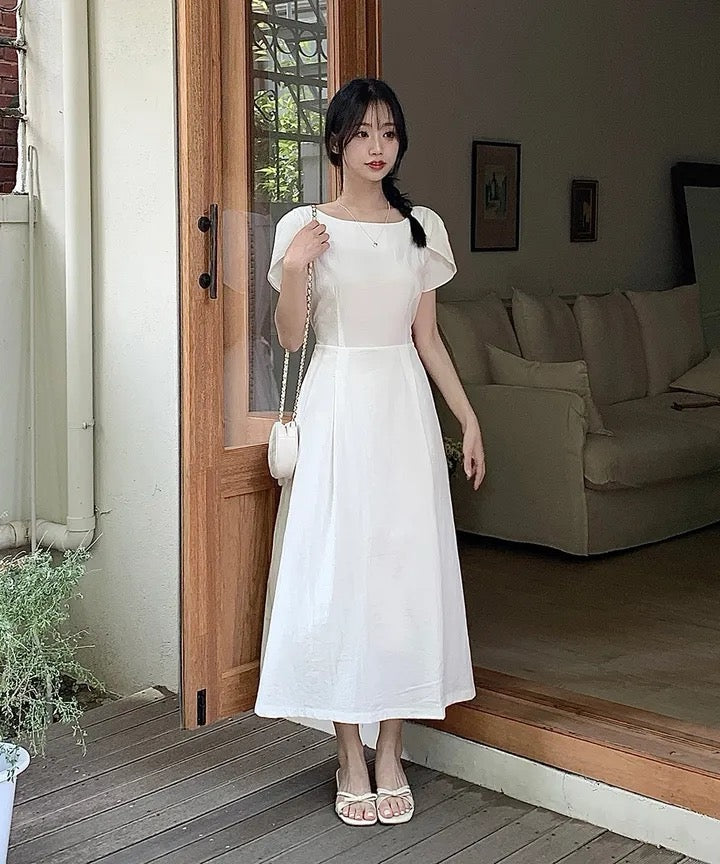 花びら袖リボン付きワンピース