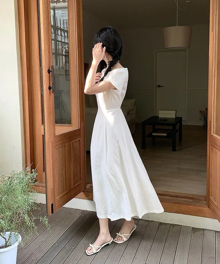 花びら袖リボン付きワンピース