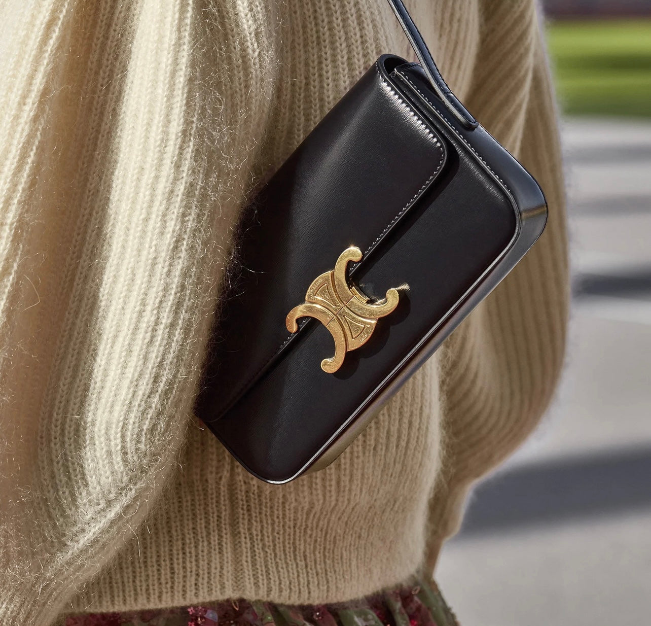 凱旋門亮面牛皮腋下包