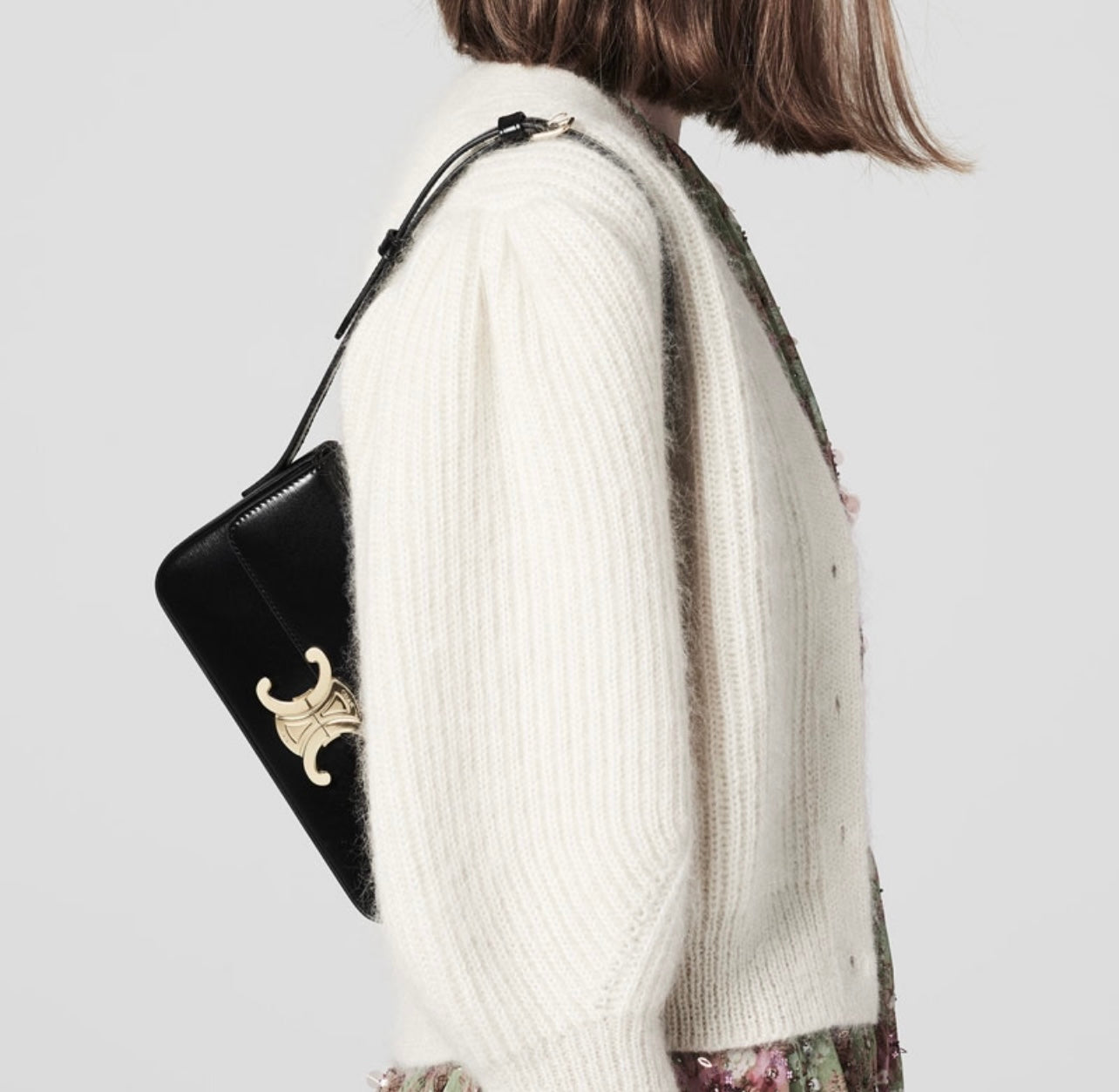 凱旋門亮面牛皮腋下包