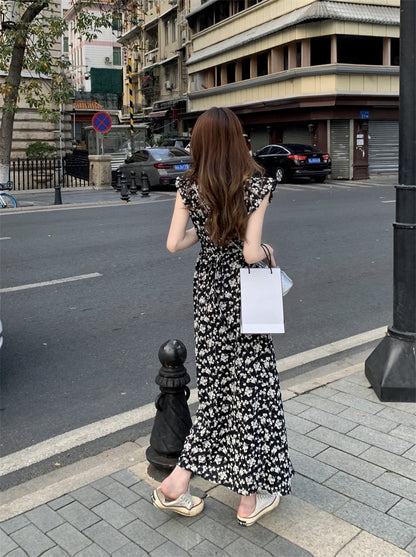 復古碎花荷葉邊連身裙
