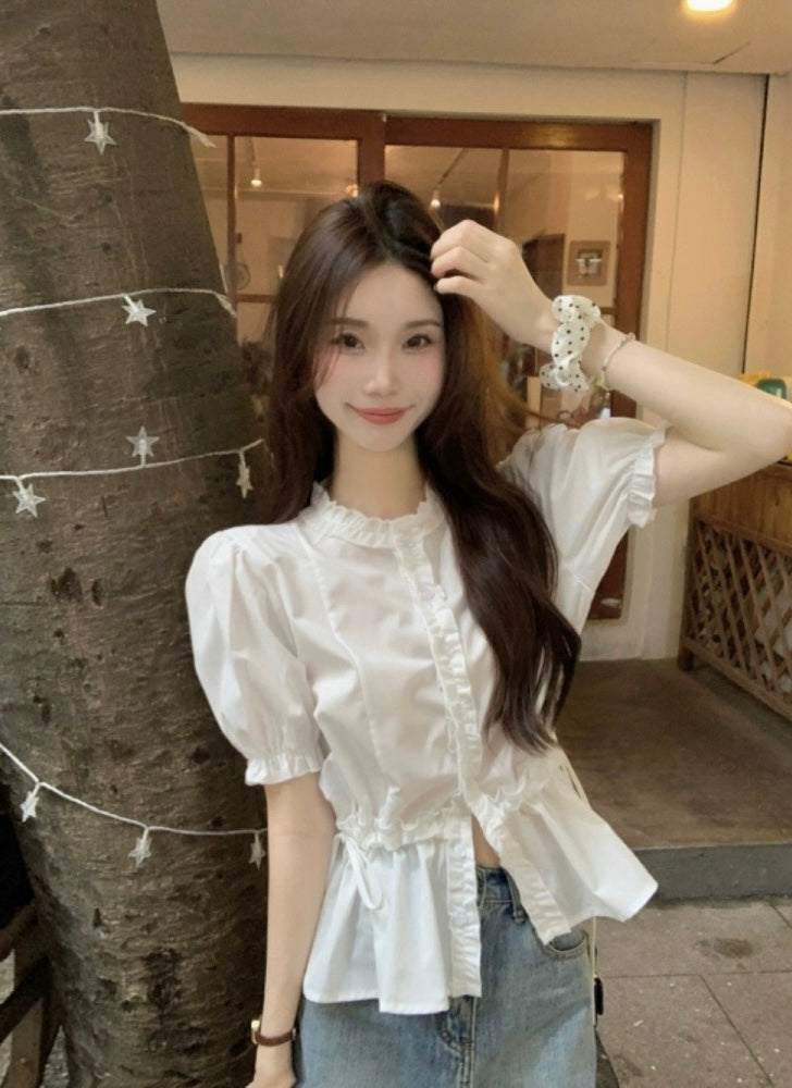 French Sweet Puff Sleeve Blouse
