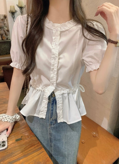 French Sweet Puff Sleeve Blouse