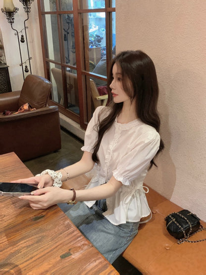 French Sweet Puff Sleeve Blouse