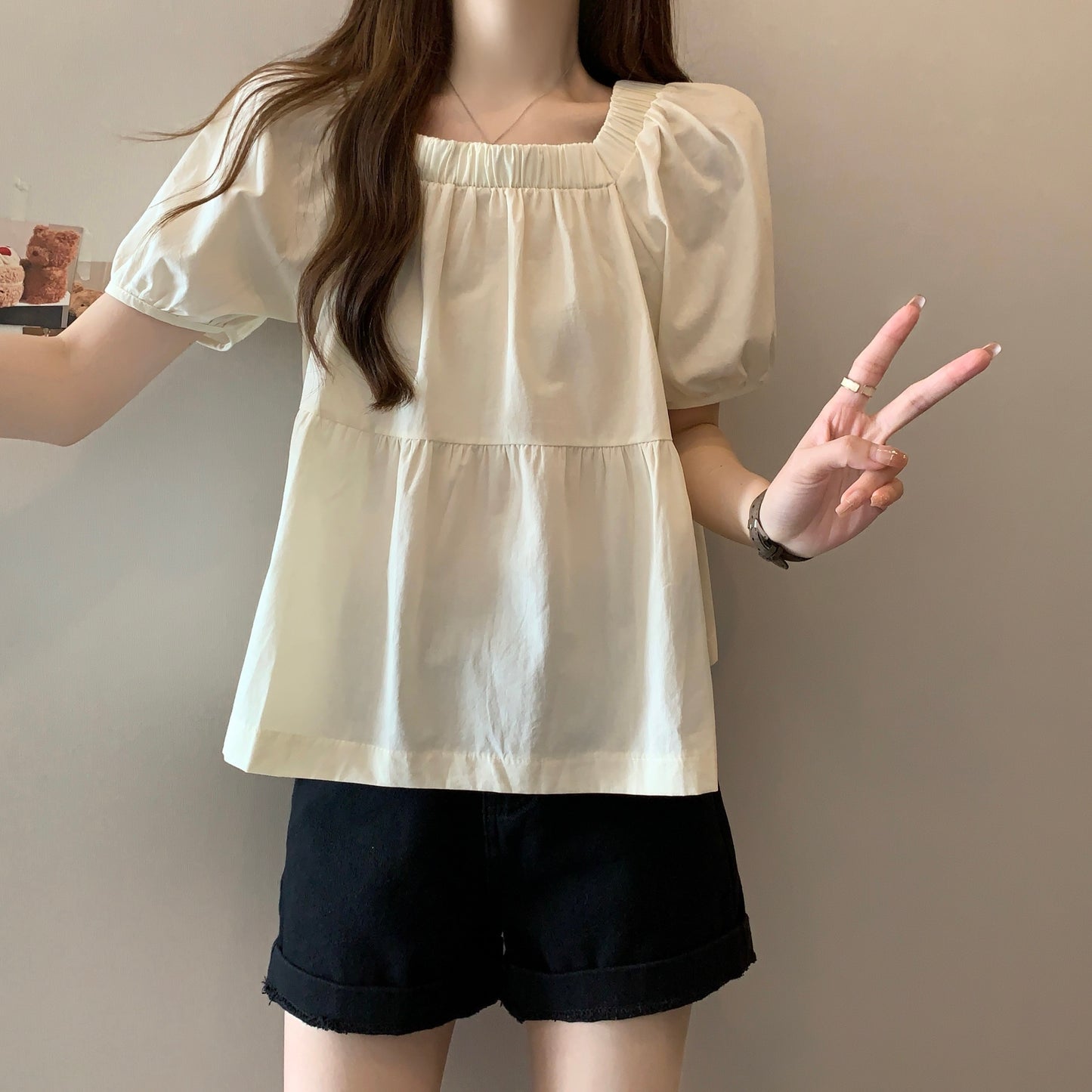 Square Neck Loose Fit Slimming Blouse