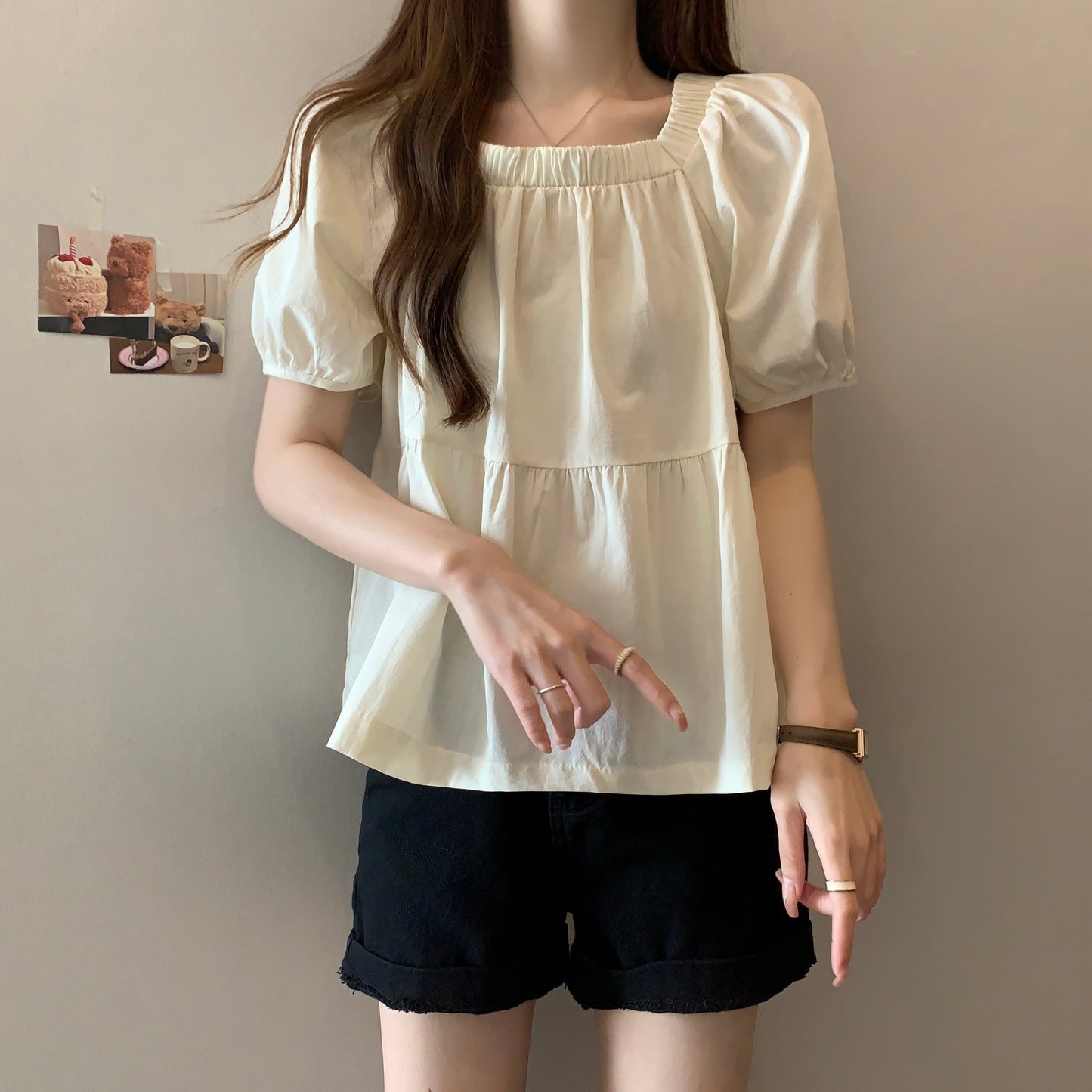 Square Neck Loose Fit Slimming Blouse