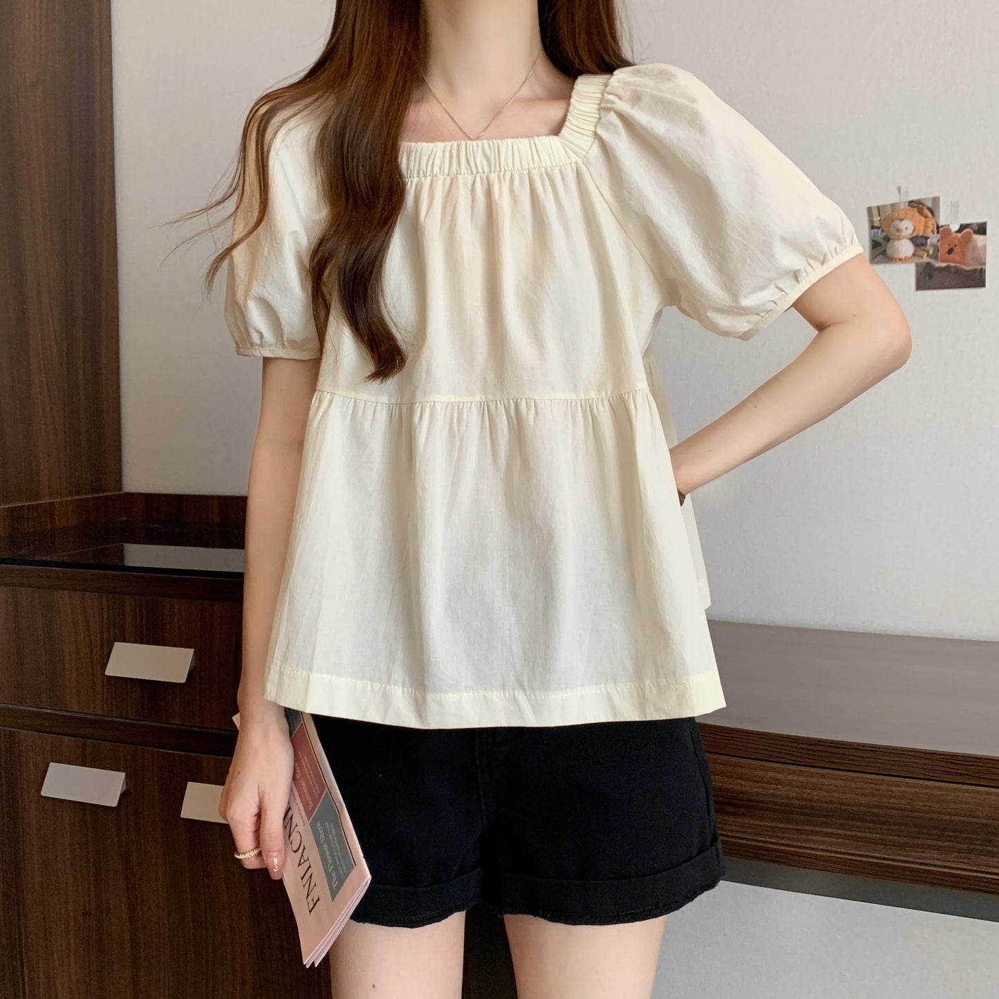 Square Neck Loose Fit Slimming Blouse
