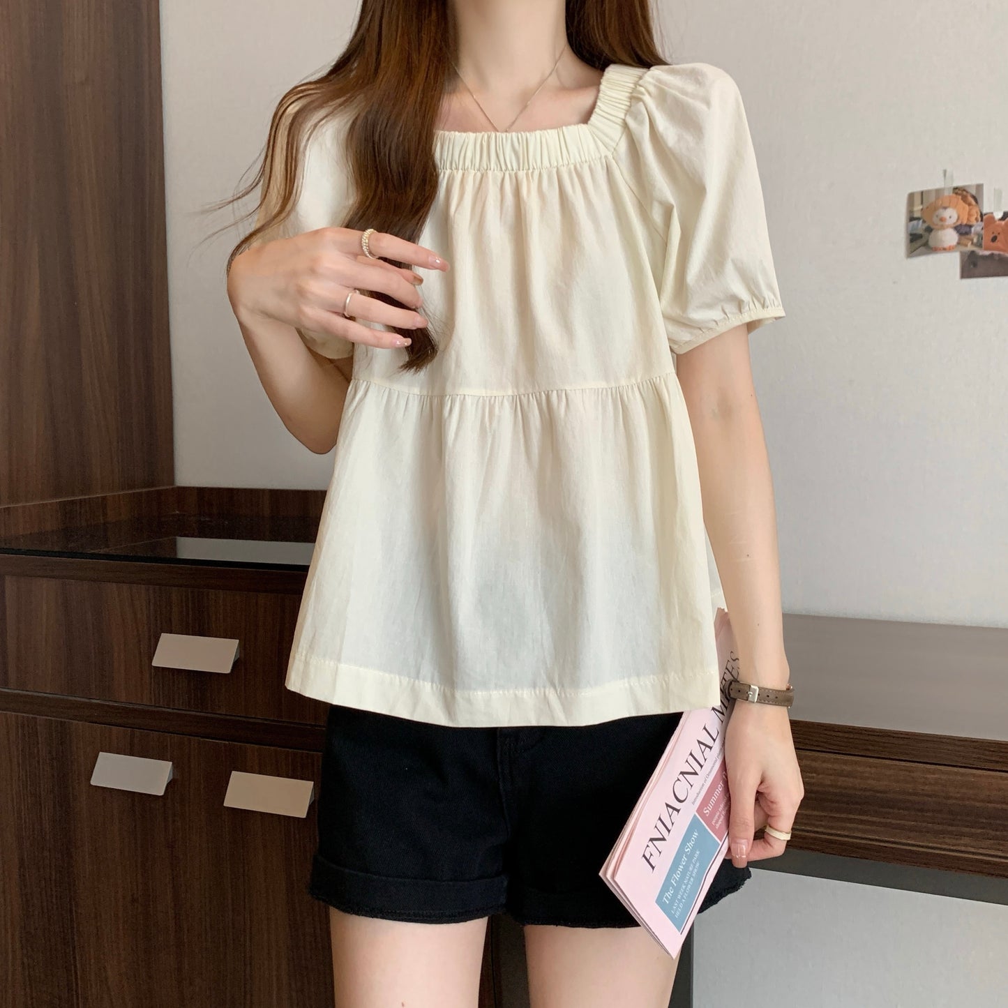 Square Neck Loose Fit Slimming Blouse