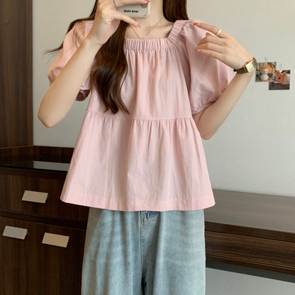 Square Neck Loose Fit Slimming Blouse