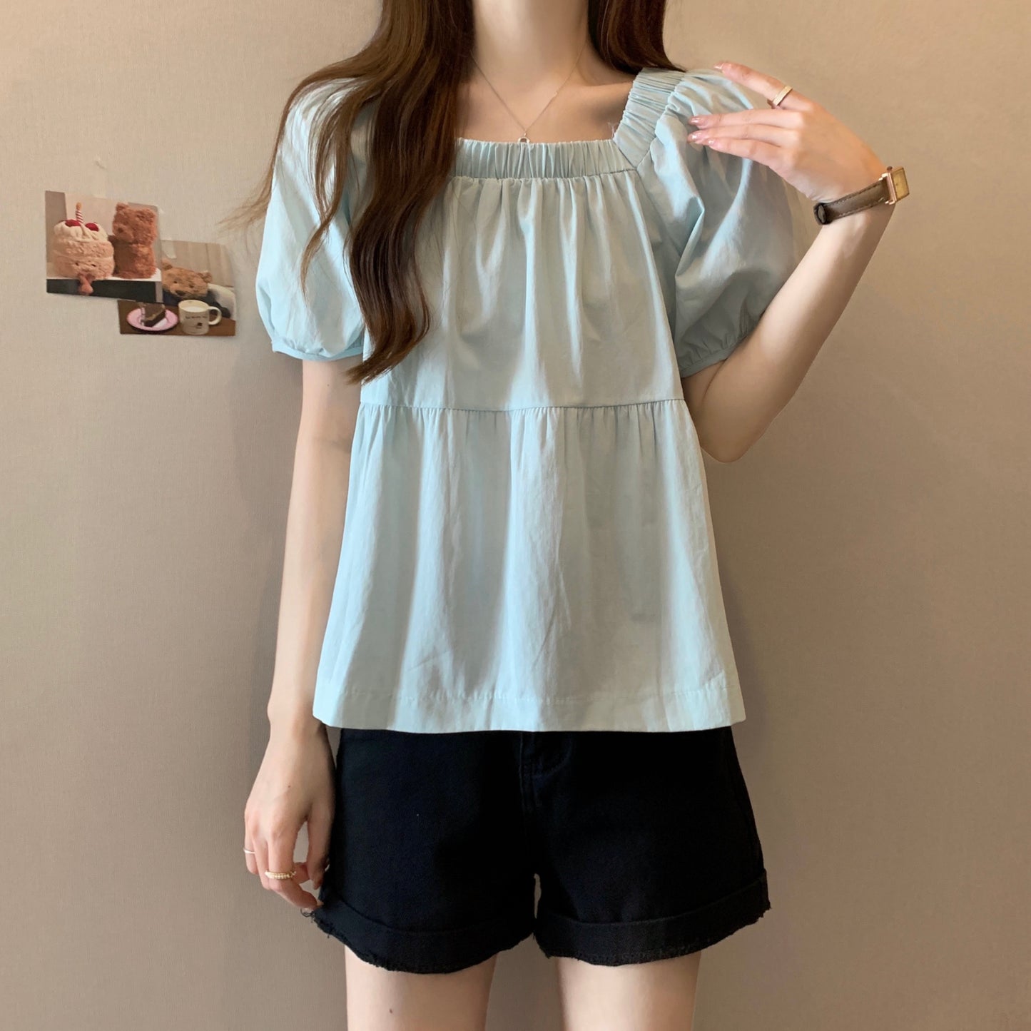 Square Neck Loose Fit Slimming Blouse
