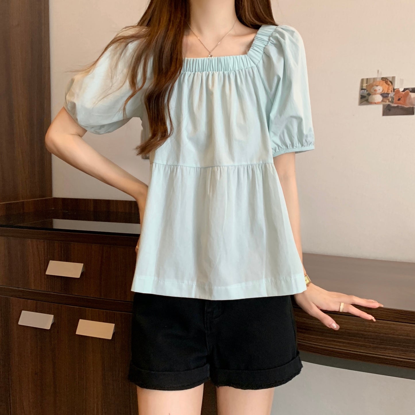 Square Neck Loose Fit Slimming Blouse