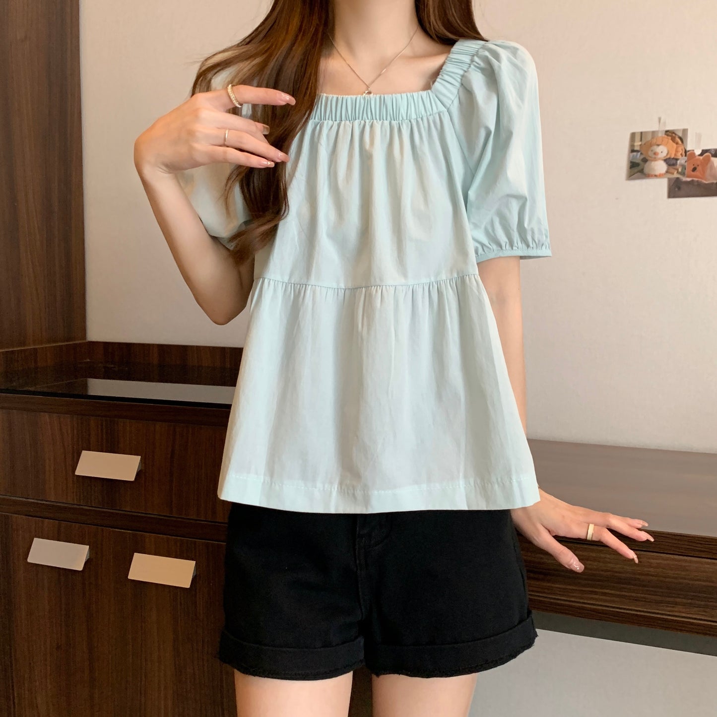 Square Neck Loose Fit Slimming Blouse