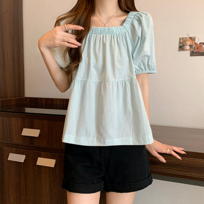 Square Neck Loose Fit Slimming Blouse