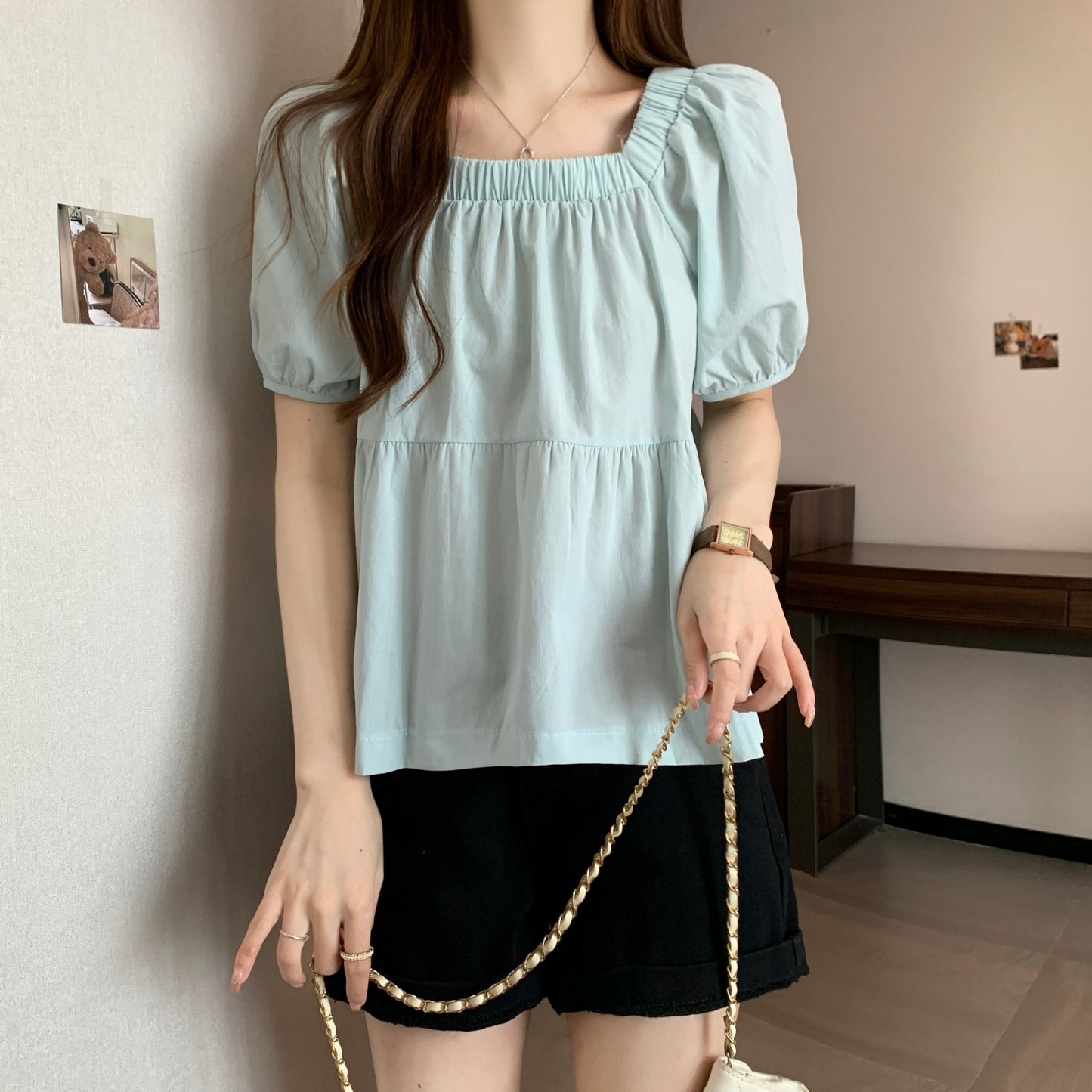 Square Neck Loose Fit Slimming Blouse