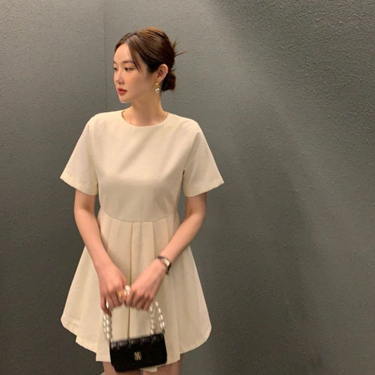 Round Neck Slim-Fit Short Sleeve Dress