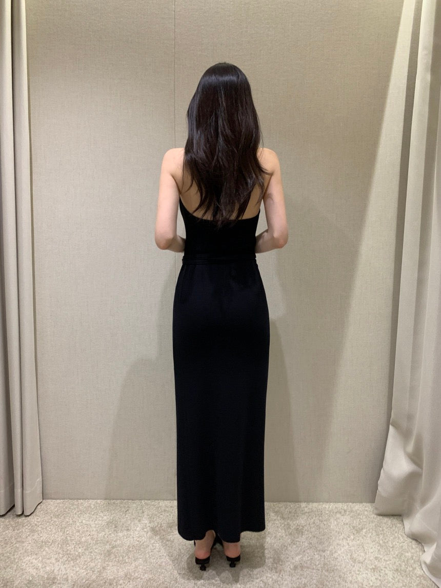 Sleeveless Slit Knit Dress + Half-Tie Skirt Set