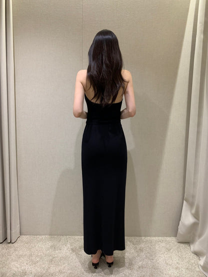Sleeveless Slit Knit Dress + Half-Tie Skirt Set