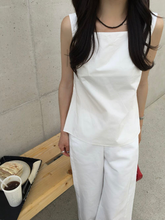 Sleeveless Back Split Tie Vest