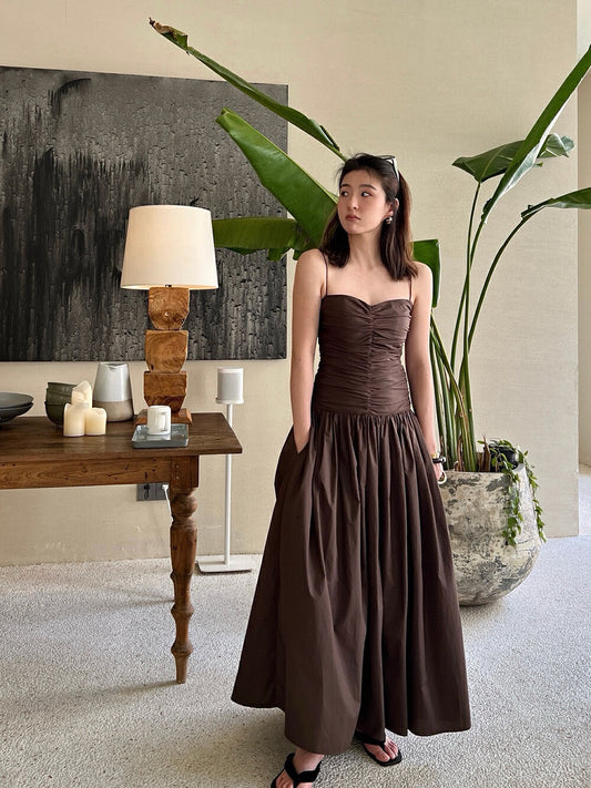 Ruched High-Waist Slimming Spaghetti Strap Jumpsuit Dress