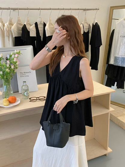 Elegant V-neck Sleeveless Top + Mermaid Skirt Set