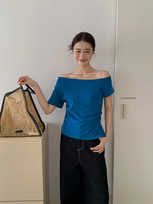 One-Shoulder Fitted Short Sleeve