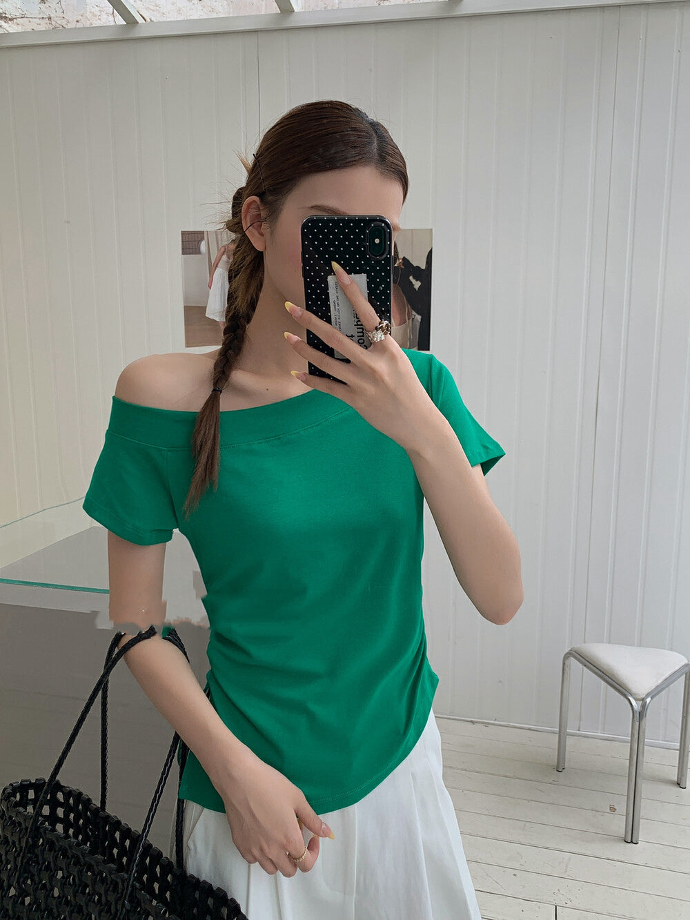 One-Shoulder Fitted Short Sleeve