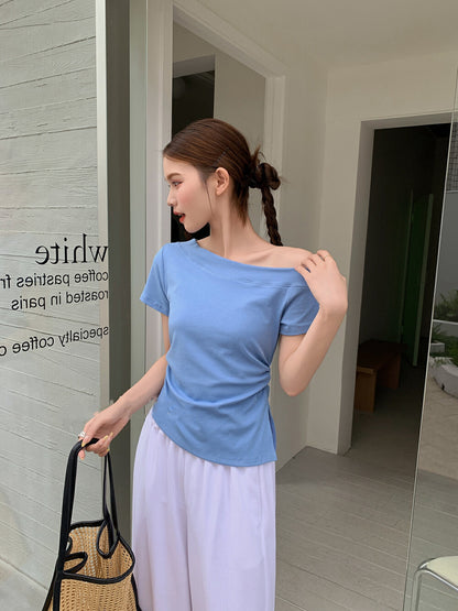 One-Shoulder Fitted Short Sleeve
