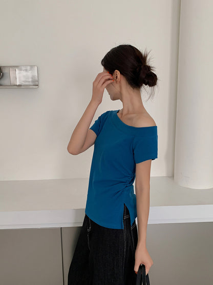 One-Shoulder Fitted Short Sleeve