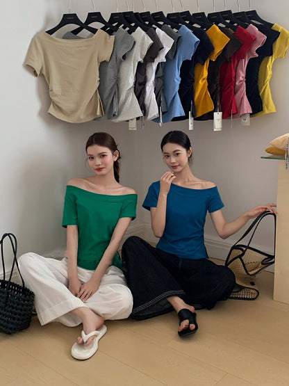 One-Shoulder Fitted Short Sleeve