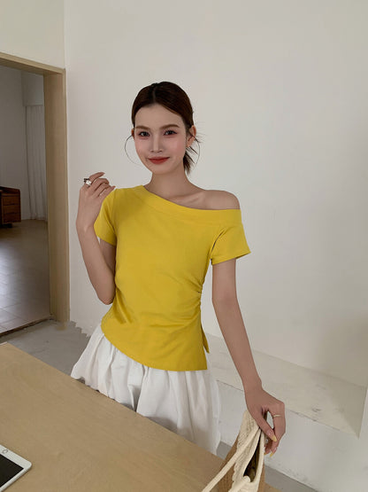 One-Shoulder Fitted Short Sleeve