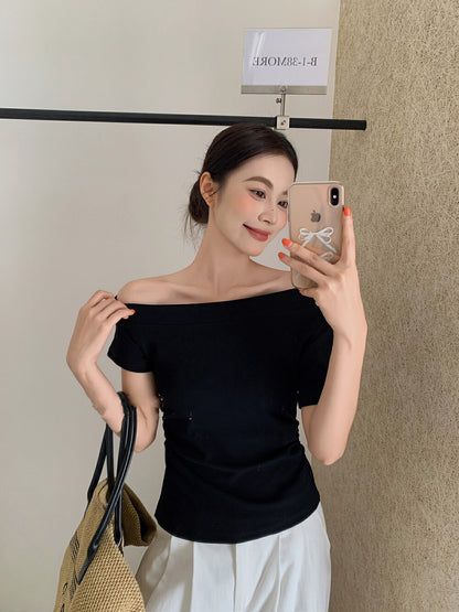 One-Shoulder Fitted Short Sleeve