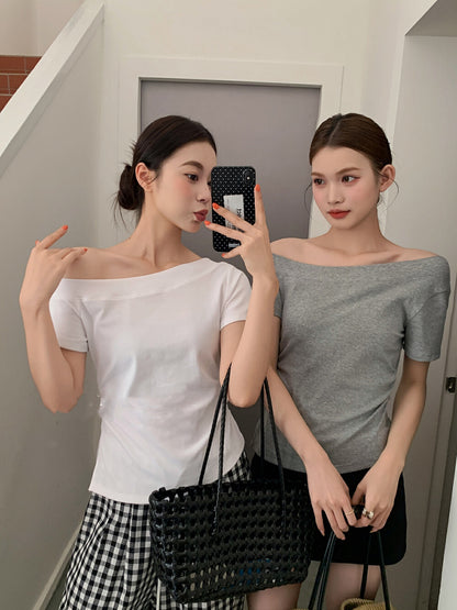 One-Shoulder Fitted Short Sleeve