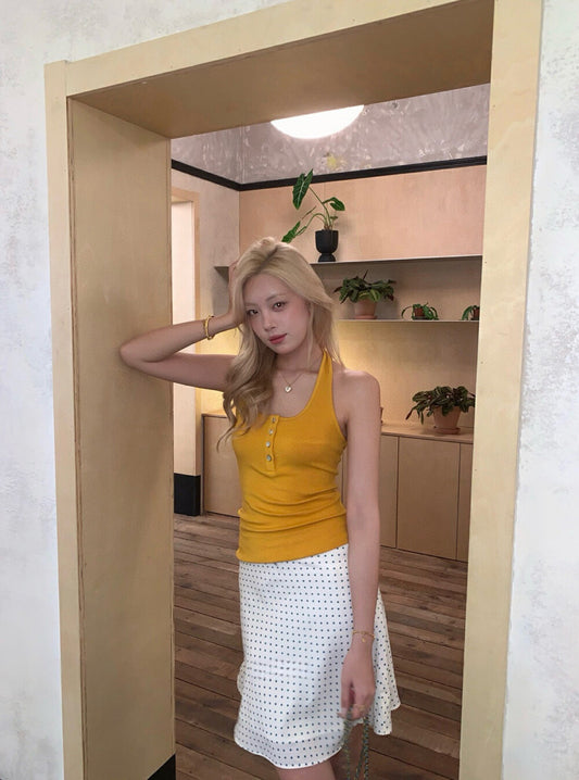 法式波點顯瘦蕾絲A字半身裙