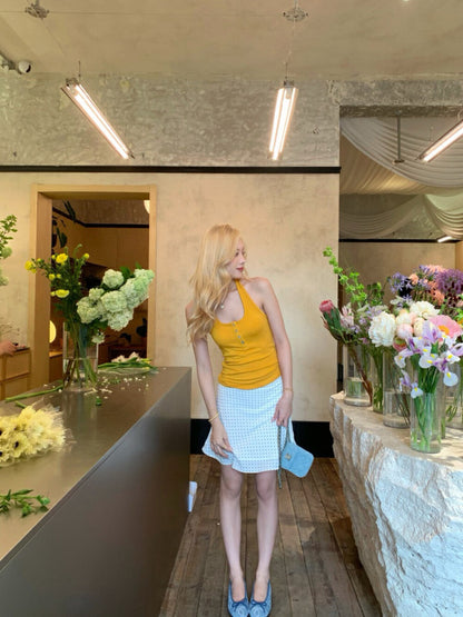 French Polka Dot Slimming Lace A-line Skirt