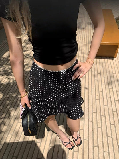 French Polka Dot Slimming Lace A-line Skirt