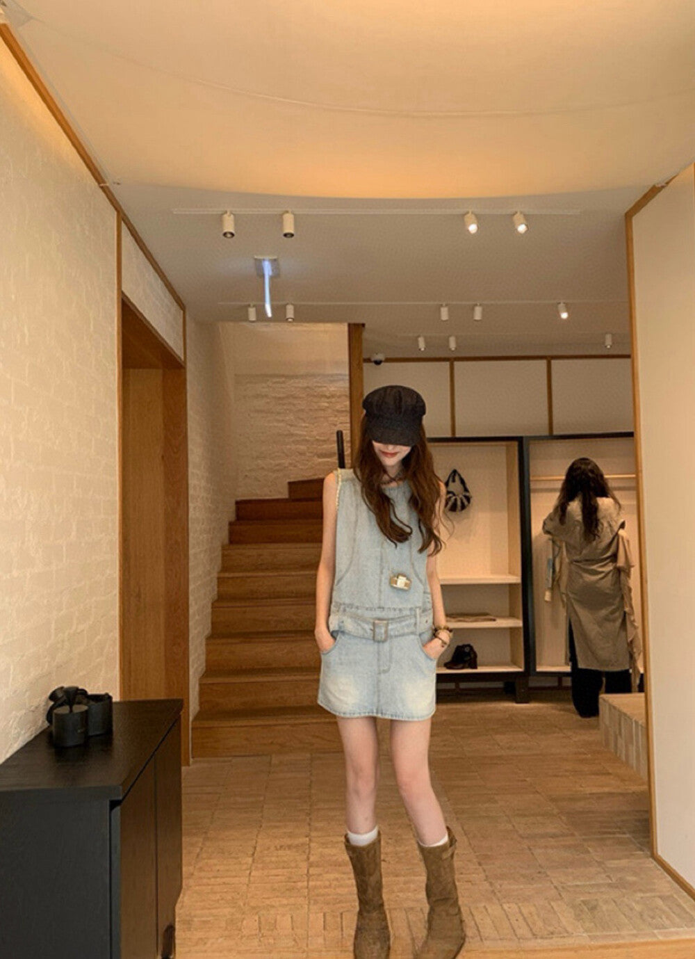 ヴィンテージカジュアルデニムベストドレス