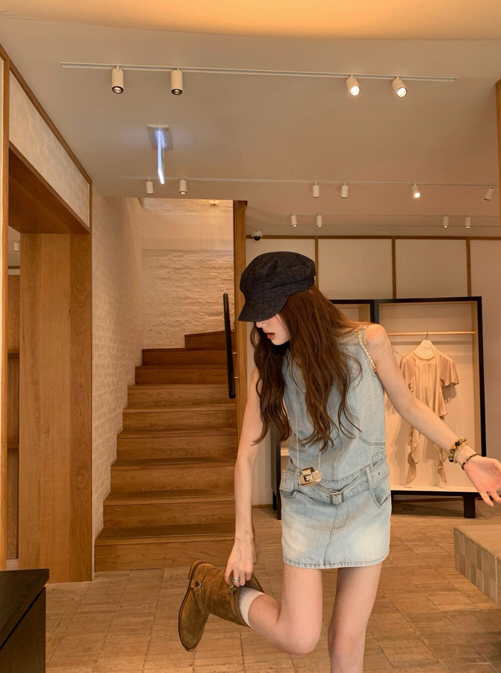 ヴィンテージカジュアルデニムベストドレス