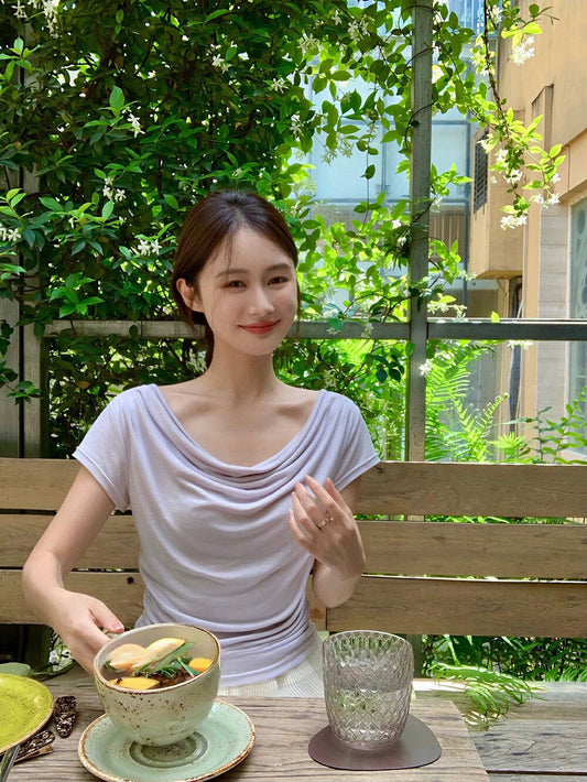 Convertible Boat Neck Short Sleeve Top