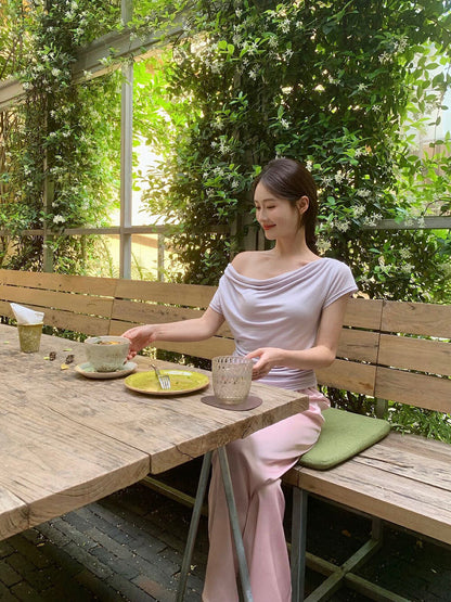 Convertible Boat Neck Short Sleeve Top