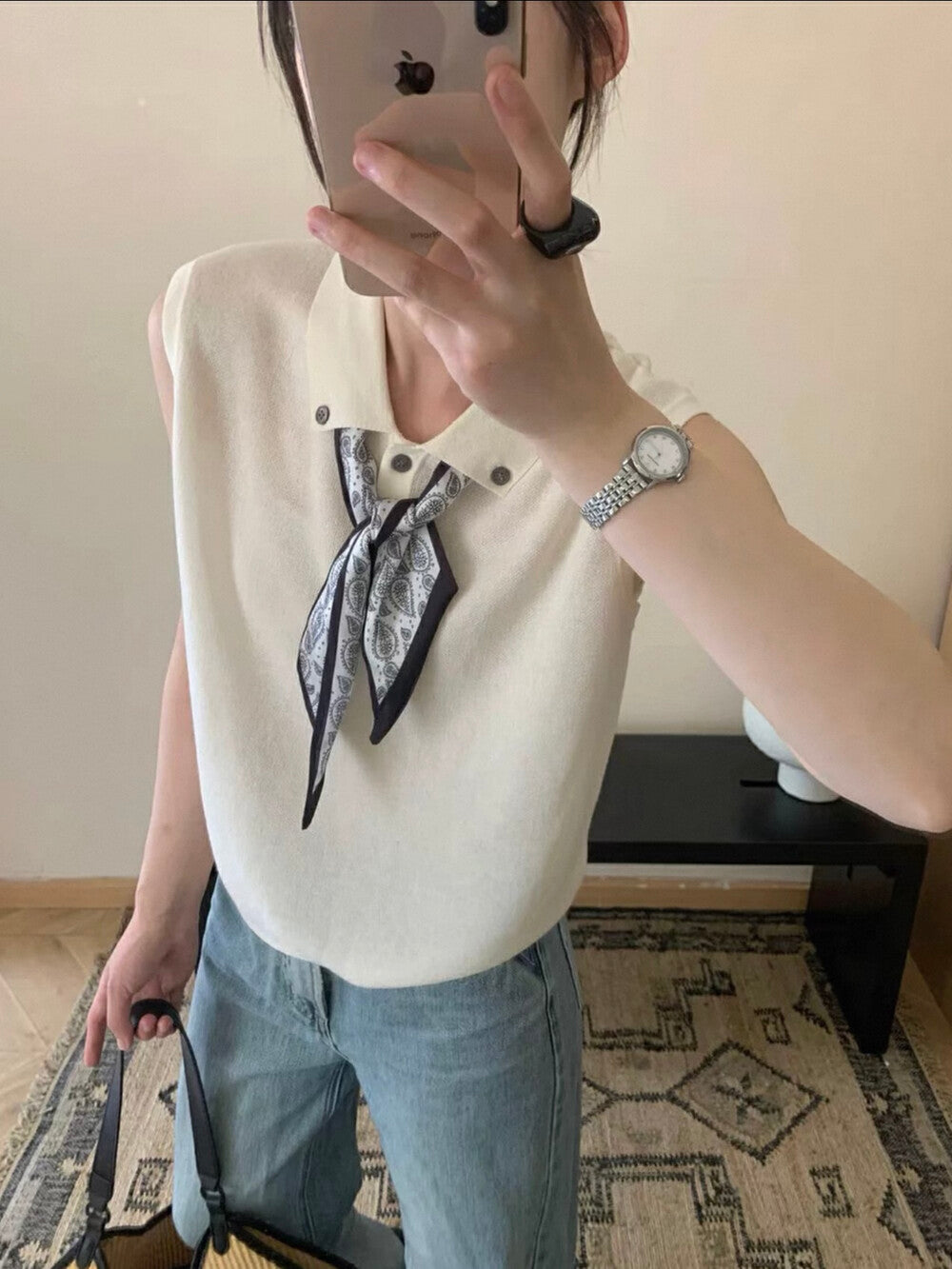 翻領百搭針織背心