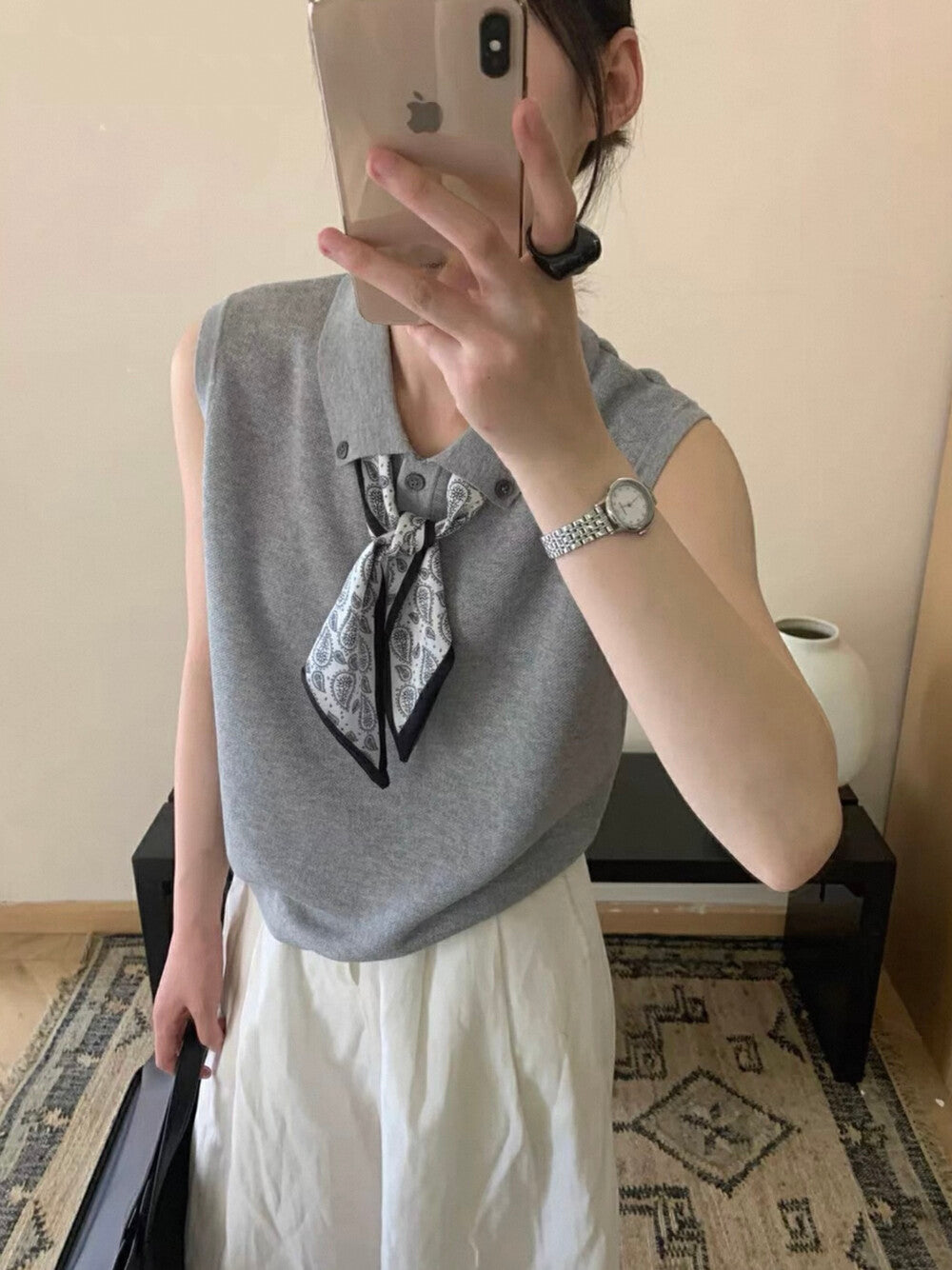 翻領百搭針織背心