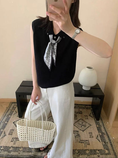 翻領百搭針織背心