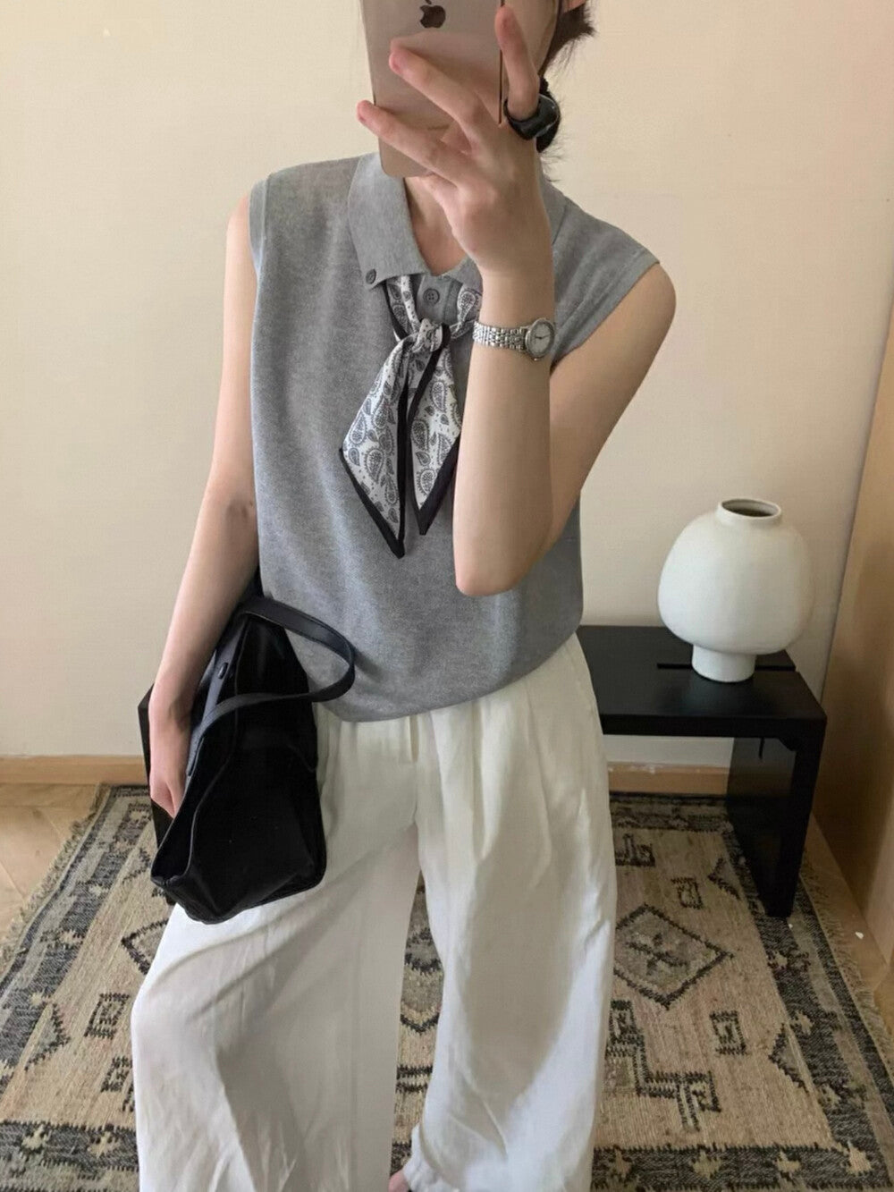 翻領百搭針織背心