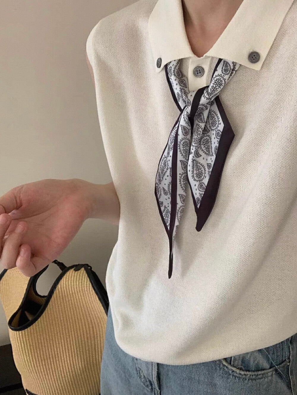 翻領百搭針織背心