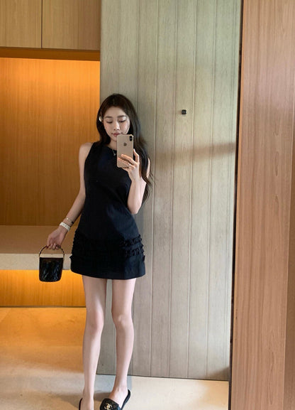 Ruffle Trim Sleeveless Dress