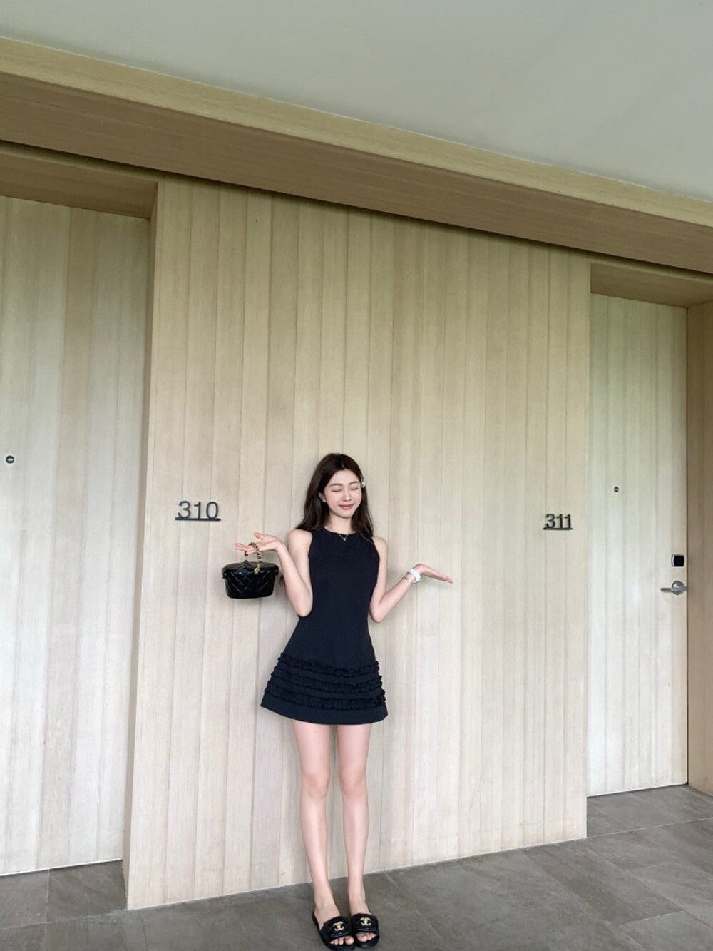 Ruffle Trim Sleeveless Dress